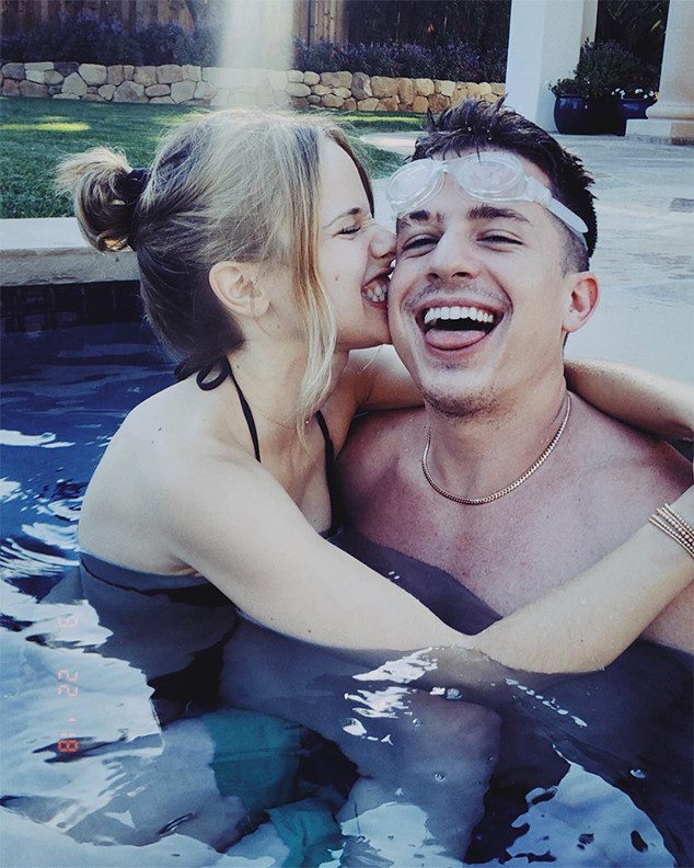 Halston Sage and Charlie Puth Show PDA in a Pool Amid